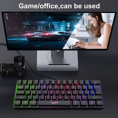 61-key Gaming Membrane Keyboard RGB Light Mini Keyboard - VOTEX